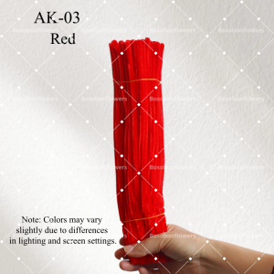AK-03 Red PPipe Cleaners Chenille Stems Fuzzy Stick Twisting Stick DIY Art Craft Supplies Bending Wires for Kids School Education Adults Floral Arrangement - 50 PCS