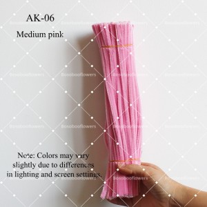 AK-06 Medium Pink Pipe Cleaners Chenille Stems Fuzzy Stick Twisting Stick DIY Art Craft Supplies Bending Wires for Kids School Education Adults Floral Arrangement - 50 PCS