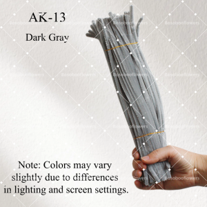 AK-13 Dark Gray Pipe Cleaners Chenille Stems Fuzzy Stick Twisting Stick DIY Art Craft Supplies Bending Wires for Kids School Education Adults Floral Arrangement - 50 PCS
