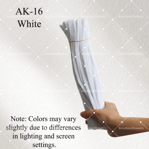 AK-16 WhitePipe Cleaners Chenille Stems Fuzzy Stick Twisting Stick DIY Art Craft Supplies Bending Wires for Kids School Education Adults Floral Arrangement - 50 PCS