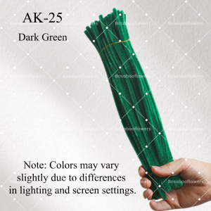 AK-25 Dark Green Pipe Cleaners Chenille Stems Fuzzy Stick Twisting Stick DIY Art Craft Supplies Bending Wires for Kids School Education Adults Floral Arrangement - 50 PCS