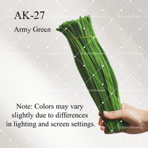 AK-27 Army Green Pipe Cleaners Chenille Stems Fuzzy Stick Twisting Stick DIY Art Craft Supplies Bending Wires for Kids School Education Adults Floral Arrangement - 50 PCS