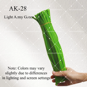 AK-28 Light Army Green Pipe Cleaners Chenille Stems Fuzzy Stick Twisting Stick DIY Art Craft Supplies Bending Wires for Kids School Education Adults Floral Arrangement - 50 PCS