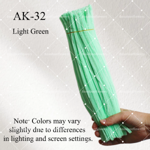 AK-32 Light Green Pipe Cleaners Chenille Stems Fuzzy Stick Twisting Stick DIY Art Craft Supplies Bending Wires for Kids School Education Adults Floral Arrangement - 50 PCS