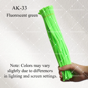AK-33 Fluorescent Green Pipe Cleaners Chenille Stems Fuzzy Stick Twisting Stick DIY Art Craft Supplies Bending Wires for Kids School Education Adults Floral Arrangement - 50 PCS