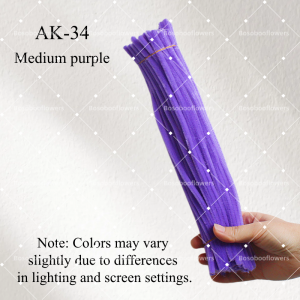 AK-34 Medium PurplePipe Cleaners Chenille Stems Fuzzy Stick Twisting Stick DIY Art Craft Supplies Bending Wires for Kids School Education Adults Floral Arrangement - 50 PCS