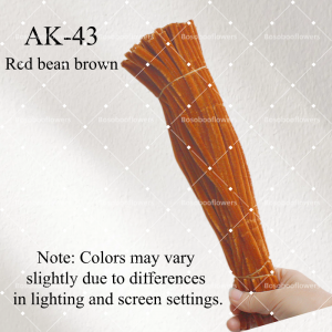 AK-43 Red Bean Brown Pipe Cleaners Chenille Stems Fuzzy Stick Twisting Stick DIY Art Craft Supplies Bending Wires for Kids School Education Adults Floral Arrangement - 50 PCS