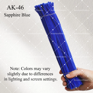AK-46 Sapphire Blue Pipe Cleaners Chenille Stems Fuzzy Stick Twisting Stick DIY Art Craft Supplies Bending Wires for Kids School Education Adults Floral Arrangement - 50 PCS