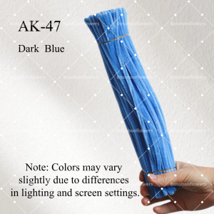 AK-47 Dark Blue Pipe Cleaners Chenille Stems Fuzzy Stick Twisting Stick DIY Art Craft Supplies Bending Wires for Kids School Education Adults Floral Arrangement - 50 PCS
