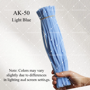 AK-50 Light Blue Pipe Cleaners Chenille Stems Fuzzy Stick Twisting Stick DIY Art Craft Supplies Bending Wires for Kids School Education Adults Floral Arrangement - 50 PCS