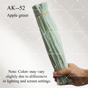 AK-52 Apple Green Pipe Cleaners Chenille Stems Fuzzy Stick Twisting Stick DIY Art Craft Supplies Bending Wires for Kids School Education Adults Floral Arrangement - 50 PCS