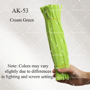 AK-53 Cream Green Pipe Cleaners Chenille Stems Fuzzy Stick Twisting Stick DIY Art Craft Supplies Bending Wires for Kids School Education Adults Floral Arrangement - 50 PCS