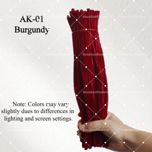 AK-01 Burgundy Pipe Cleaners Chenille Stems Fuzzy Stick Twisting Stick DIY Art Craft Supplies Bending Wires for Kids School Education Adults Floral Arrangement - 50 PCS