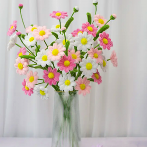 Fuzzy Pipe Cleaner Chenille Stems DIY Craft Supplies For Daisy Flower Branch Green Leaves Handmade Flower Making Kit