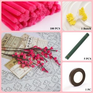 100 PCS * Pipe Cleaner Chenille Stems Plum Blossom Making Kit DIY Art Flower Bouquet Craft Set