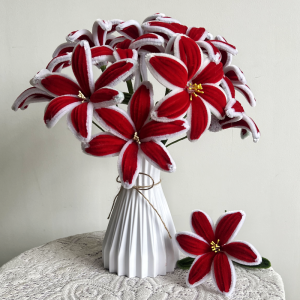 Exactly Same Lily Making Kits As Tiktok Live Streaming Fuzzy Pipe Cleaner Chenille Stems DIY Craft Supplies For White & Red Lily