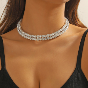 New Shiny Necklace Ladies Exquisite Double Layer Clavicle Chain Necklace Jewelry for Ladies Gift