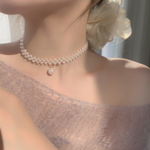 New White Pearl Three Layer Necklace Ladies Exquisite Clavicle Chain Necklace Jewelry for Ladies Gift