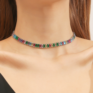 New Shiny Multicolor Necklace Ladies Exquisite Double Layer Clavicle Chain Necklace Jewelry for Ladies Gift