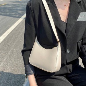 White Retro Solid Color PU Leather Shoulder Underarm Bag Women's Fashion Handbags Casual Hobos Purses and Handbag Ladies Hand Bags