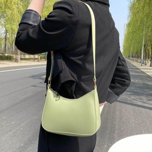 Green Retro Solid Color PU Leather Shoulder Underarm Bag Women's Fashion Handbags Casual Hobos Purses and Handbag Ladies Hand Bags