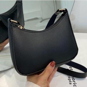 Black Retro Solid Color PU Leather Shoulder Underarm Bag Women's Fashion Handbags Casual Hobos Purses and Handbag Ladies Hand Bags