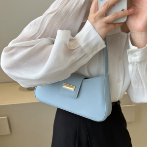 Blue Bags For Women Luxury Designer Brand Handbags And Purses 2024 New In PU Nubuck Sheet Metal Decoration Crossbody Bag Small