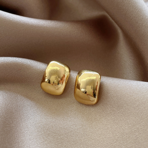 Imitation Gold Square Stud Earrings for Women Round Wedding Party Ear Jewelry Wholesale