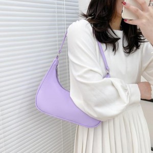 Purple Retro Solid Color PU Leather Shoulder Underarm Bag Women's Fashion Handbags Casual Hobos Purses and Handbag Ladies Hand Bags