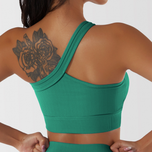 Green Ladies Sports Bra Sexy Criss Cross Straps Back High Support Impact Yoga Underwear Running Fitness Gym Padded Bralette - M
