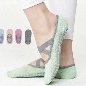 1 Pair Women Yoga Socks Silicone Sole Anti Slip Pilates Socks Sticky Bottom Workout Grip Socks with Ballet Cross