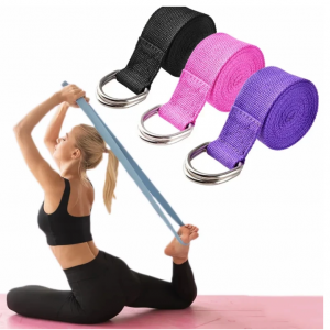 183*3.8cm Yoga Strap Cotton Exercise Yoga Belt Adjustable Woven Stretch D-Ring Buckle Fitness Stretching Bands Pilates Rope