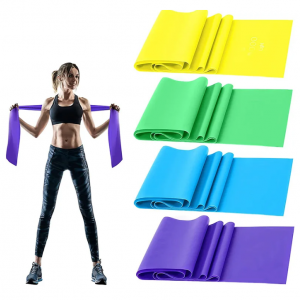 Resistance Bands Set TPE Elastic Band 4 Resistance Levels Exercise Workout Recovery Fitness Yoga Pilates Rehab Strength Training